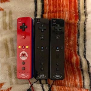Nintendo Red and Black Wii Controllers